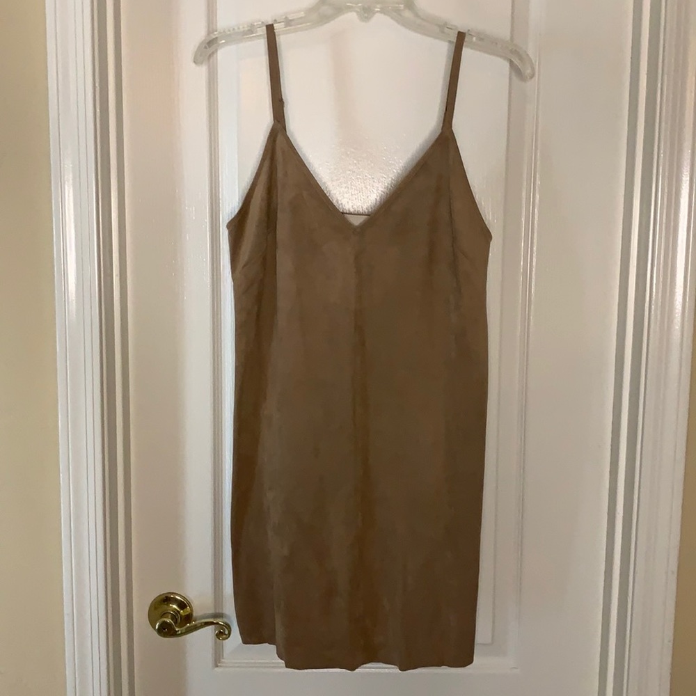 Wilfred Free. Small tan faux suede slip dress